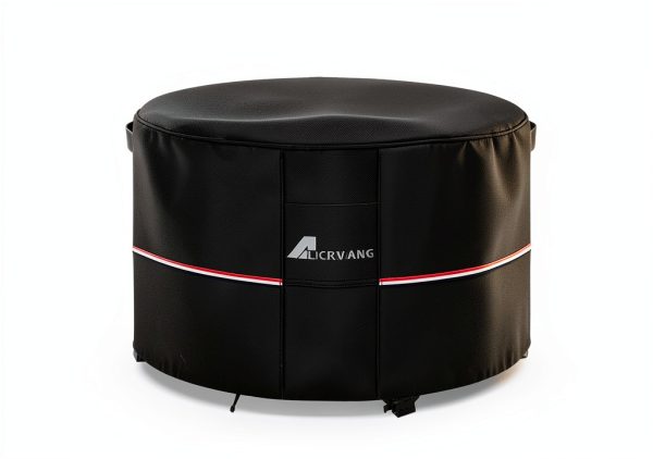 Round Fire Pit Cover Alickwang Waterproof Black-6