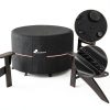 Round Fire Pit Cover Alickwang Waterproof Black-2