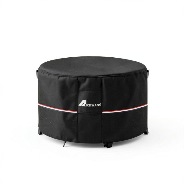 Round Fire Pit Cover Alickwang Waterproof Black-7