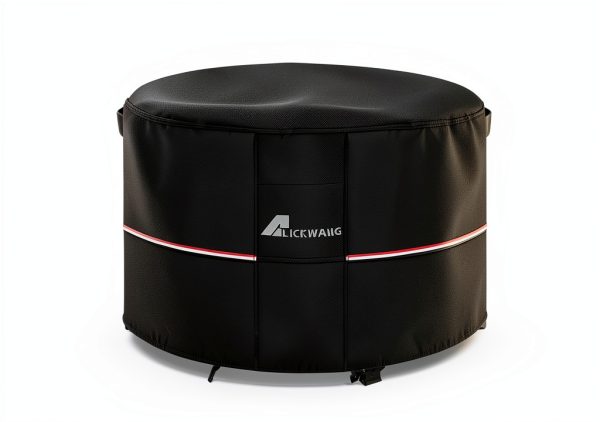 Round Fire Pit Cover Alickwang Waterproof Black-3
