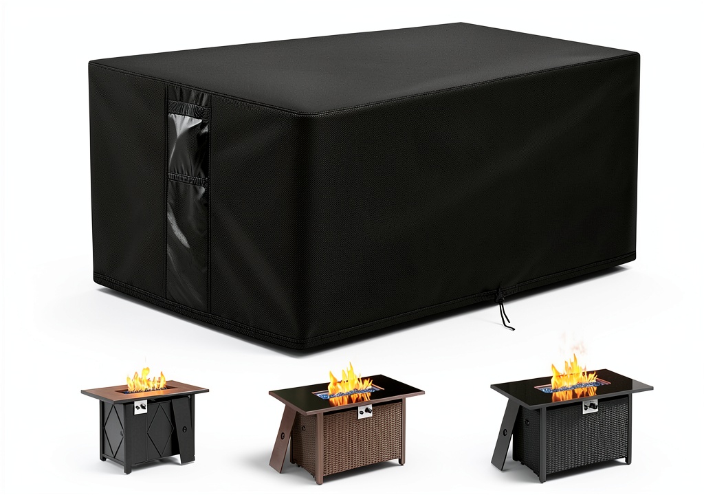 Velfree Rectangular Fire Pit Cover in use