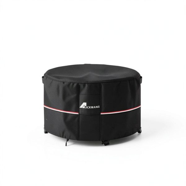 Round Fire Pit Cover Alickwang Waterproof Black-8