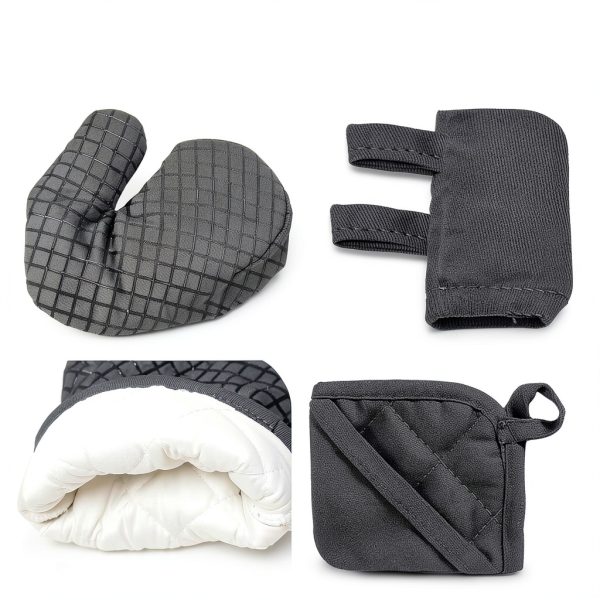 Meirrnyyu Oven Mitts Set Heat Resistant Silicone Gray-2