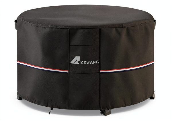 Round Fire Pit Cover Alickwang Waterproof Black-0
