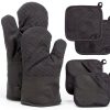 Meirrnyyu Oven Mitts Set Heat Resistant Silicone Gray-0