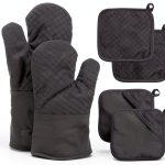 Meirrnyyu Oven Mitts Set Heat Resistant Silicone Gray-0