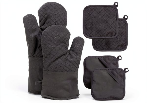 Meirrnyyu Oven Mitts Set Heat Resistant Silicone Gray-0