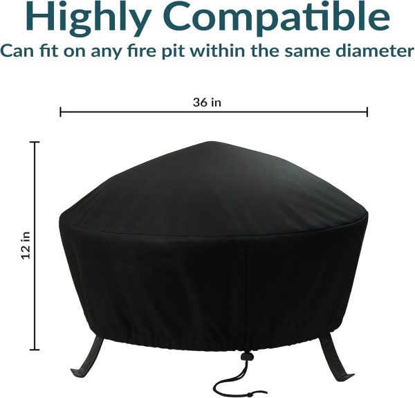 Sunnydaze Decor Black Round Fire Pit Cover 36" x 12"-4