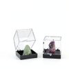 Cabilock 48PCS Mineral Display Boxes, Clear Acrylic Display Box for Rock Agate Slices Crystals Coral, Standard Cube Countertop Showcase Stand with Black Base-3