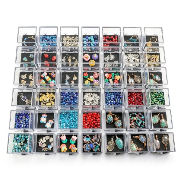 Clear Cube Display Boxes NOLITOY 60 pcs Mineral Set Black Base 35mm-5