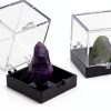 Cabilock 48PCS Mineral Display Boxes, Clear Acrylic Display Box for Rock Agate Slices Crystals Coral, Standard Cube Countertop Showcase Stand with Black Base-4