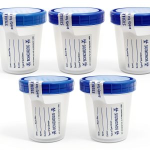 Sterile Specimen Cups MSS 4oz Urine Collection Screw-On Lids 5 Pack-0
