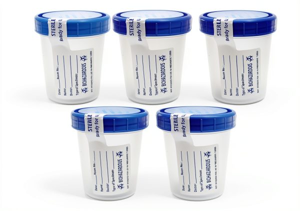 Sterile Specimen Cups MSS 4oz Urine Collection Screw-On Lids 5 Pack-0