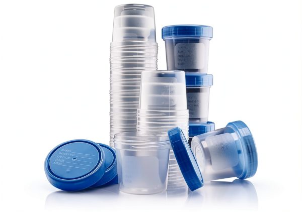 Specimen Cups Leak-Proof Lids by Caremax – 25 4oz Polypropylene Jars-0