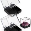 Clear Cube Display Boxes NOLITOY 60 pcs Mineral Set Black Base 35mm-0