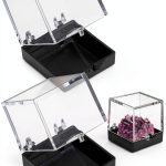 Clear Cube Display Boxes NOLITOY 60 pcs Mineral Set Black Base 35mm-0