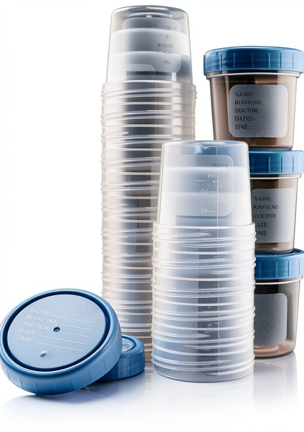 Specimen Cups Leak-Proof Lids by Caremax – 25 4oz Polypropylene Jars-1