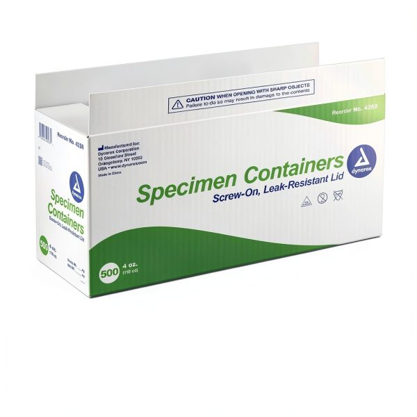 Dynarex Non-Sterile 4oz Specimen Cups with Leak Resistant Lid, 500-6